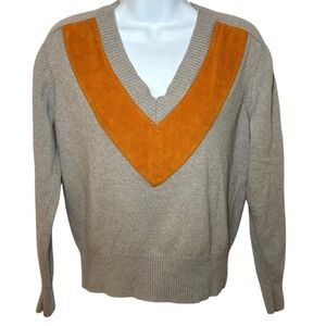 BROCHU WALKER Womens XS Cyra Vee Pullover V-Neck Sweater Gray Cashmere Blend L/S